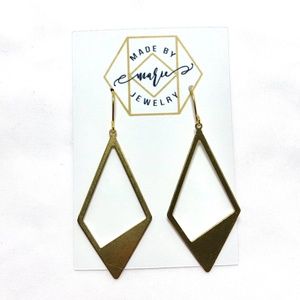 Handmade Gold Rhombus Earrings